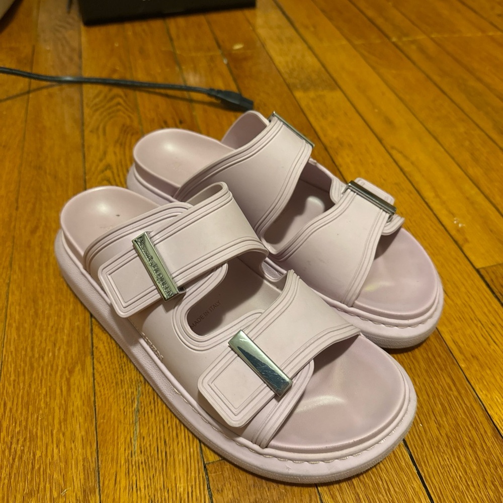 Alexander McQueen Pink Sandals with Silver Accents